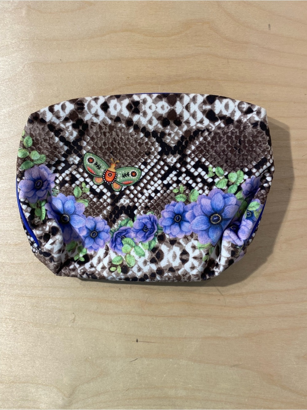Estee Lauder Floral & Snakeskin Cosmetic Pouch with Butterfly Accent (RY)